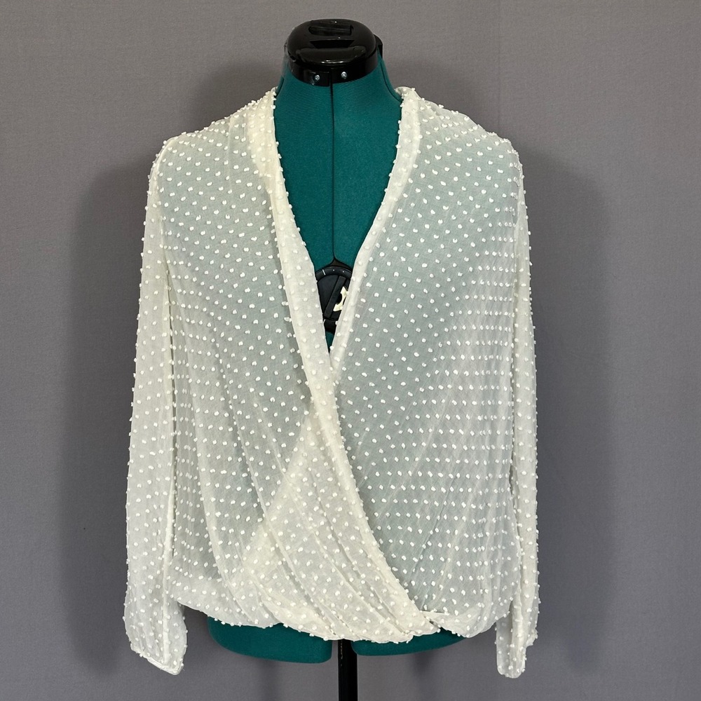 Boden Ivory Silk Blend Clip Dot Wrap Front‎ Blouse WA646 Womens US 6 UK 10